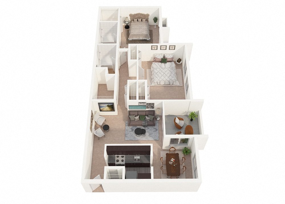 Aspen Hill Apartments - Two Bedroom Deluxe Floor Plan Picture